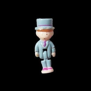 1994 Polly Pocket Bluebird Wonderful Wedding Party Man Figure in Grey Suit
